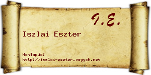 Iszlai Eszter névjegykártya